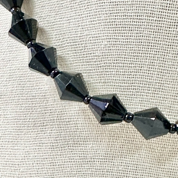 Vintage Signed West Germany Black Jet Glass Beaded Choker Necklace - Picture 4 of 4